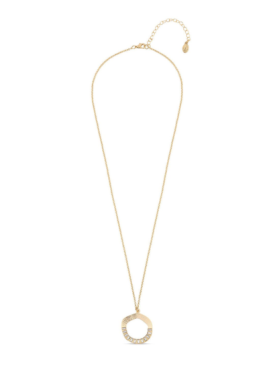 Kristallen getextureerde cirkelketting – lange ketting – legering met kristallen – 62 cm