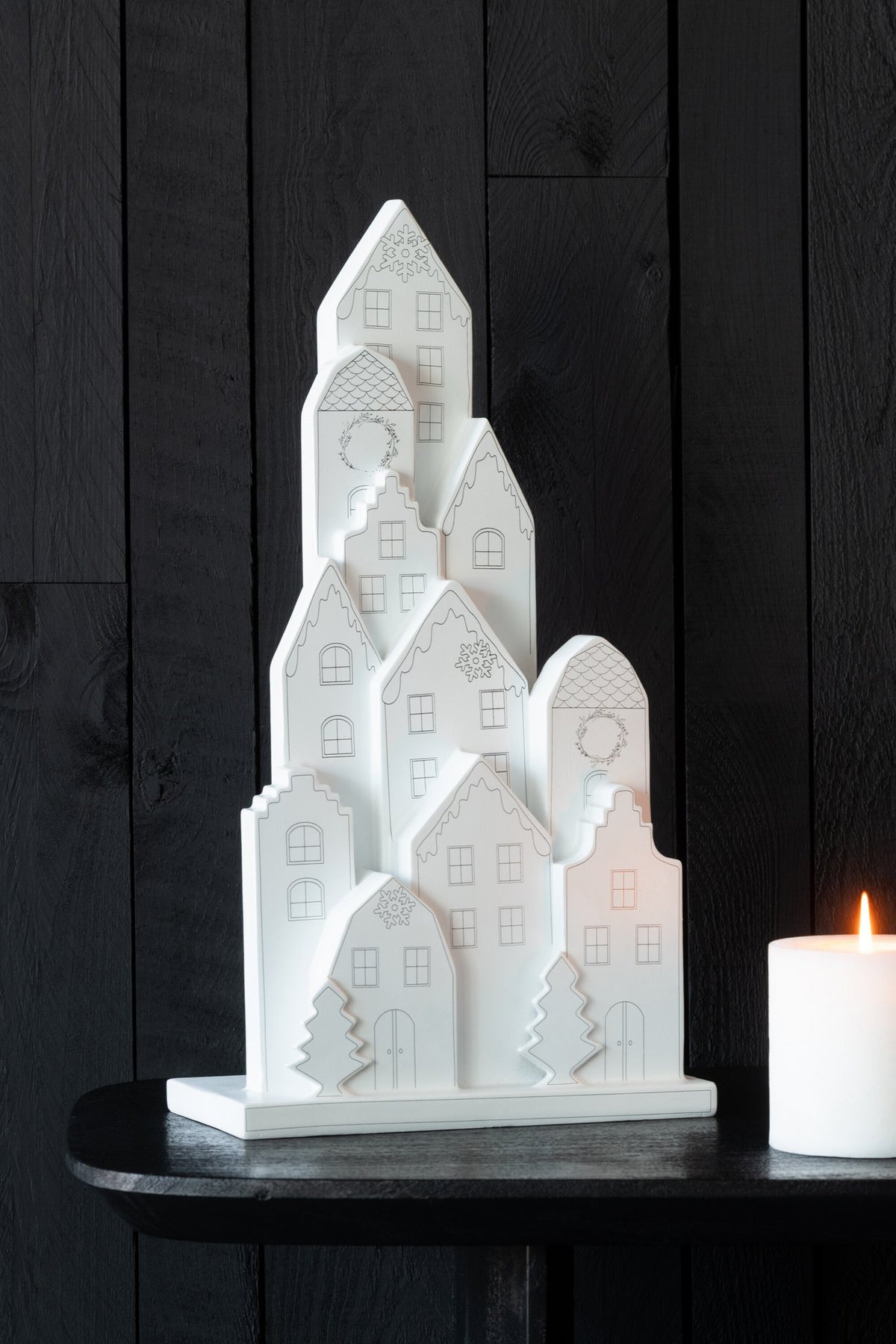 J-Line decoratie Huis Klassiek - polyresin - wit/zwart