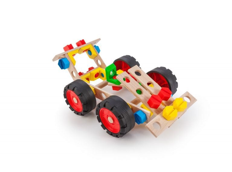 Constructieset Constructor Junior Raceauto van hout- 55 onderdelen