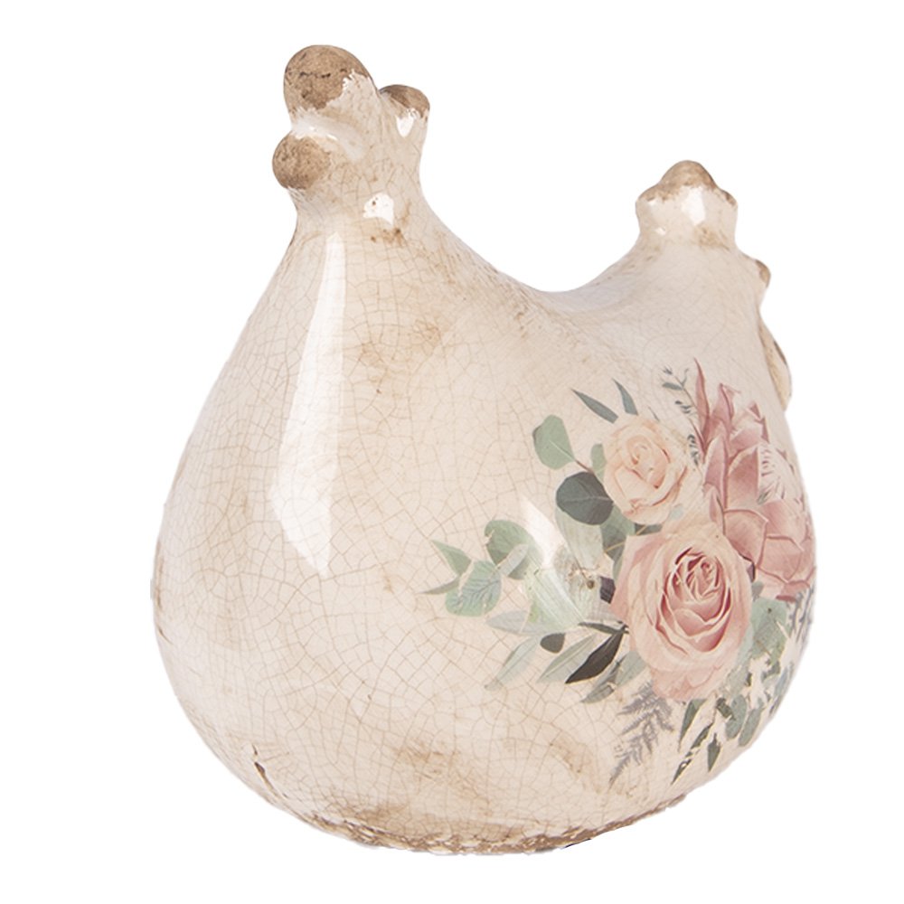 Decoratie Beeld Kip 12x11x13 cm Beige Keramiek