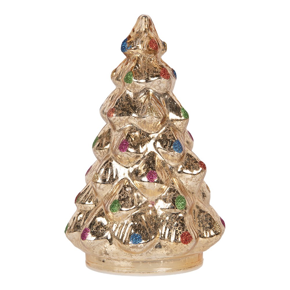 Kerstdecoratie met LED-verlichting Kerstboom Ø 12x18 cm Zilverkleurig Glas