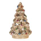 Kerstdecoratie met LED-verlichting Kerstboom Ø 12x18 cm Zilverkleurig Glas