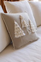 J-Line kussen Kerstbomen Kwasten - katoen - beige/wit
