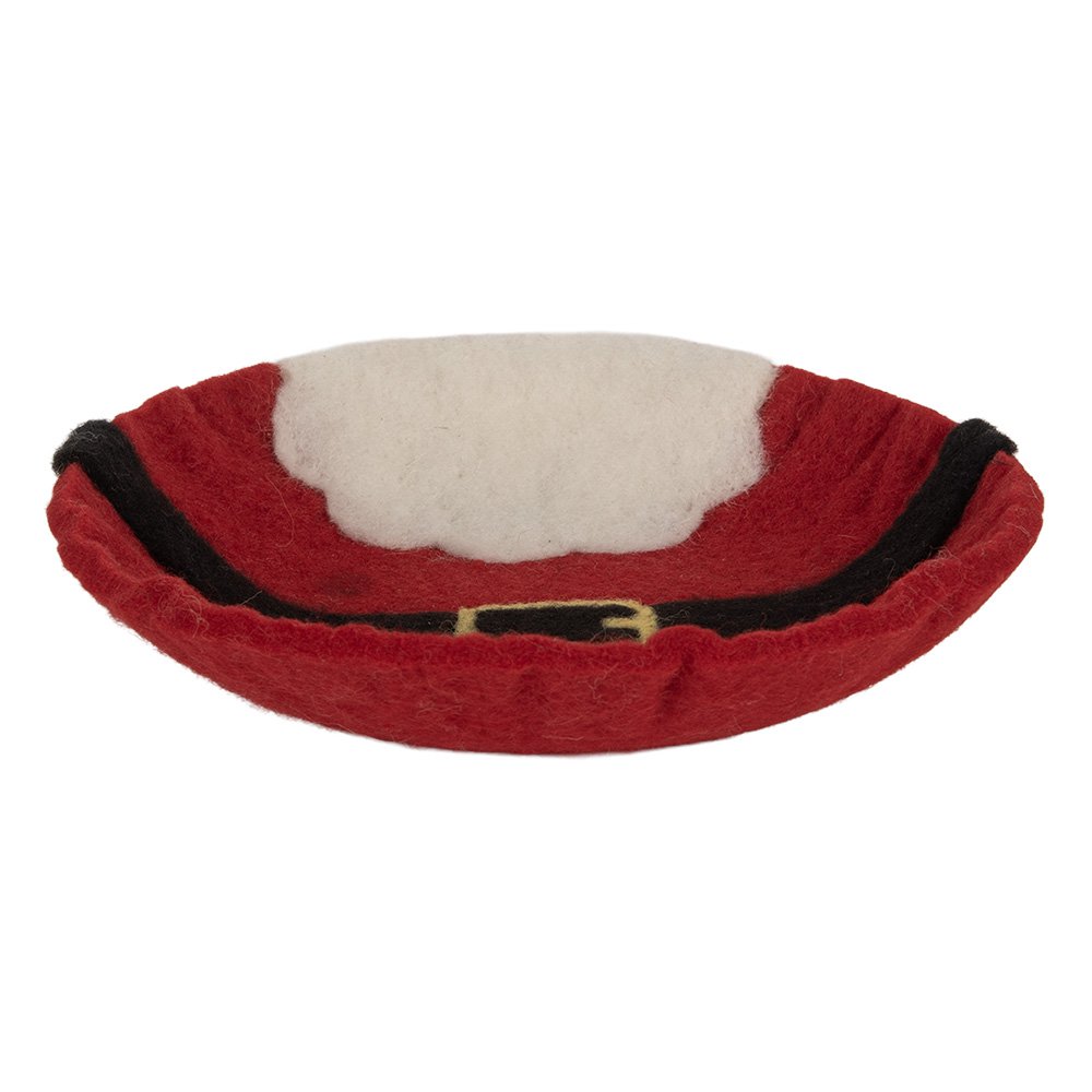 Decoratie schaal Ø 18x4 cm Rood Vilt Kerstman