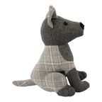 Deurstopper hond grijze ruit 18x20x28cm