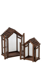 J-Line Lantaarns - dennenhout - bruin - set van 2