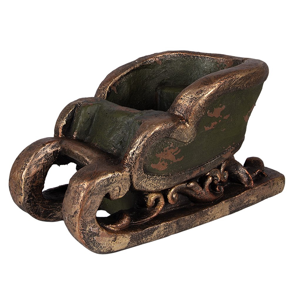 Kerstdecoratie Beeld Slee 35x23x21 cm Groen Keramiek