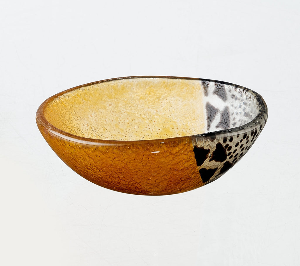 Boho Bowl Tray 12x5 Amber & Black Band