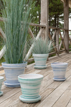 J-Line bloempot - keramiek - blauw/wit - M