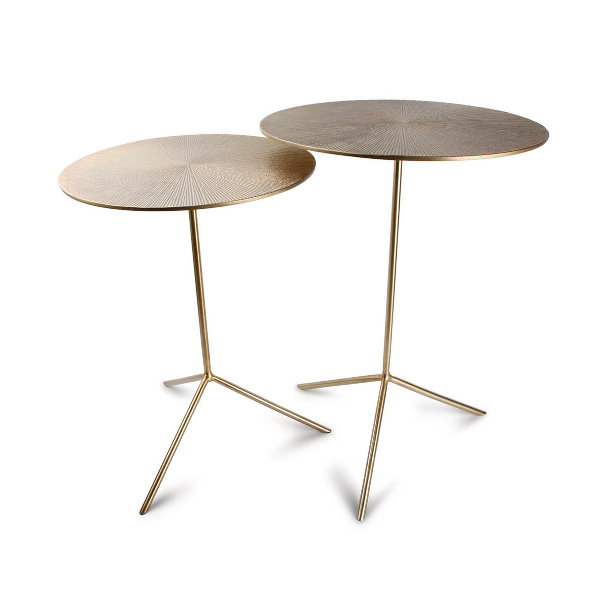 Bijzettafel geribbeld koper klimop - set/2