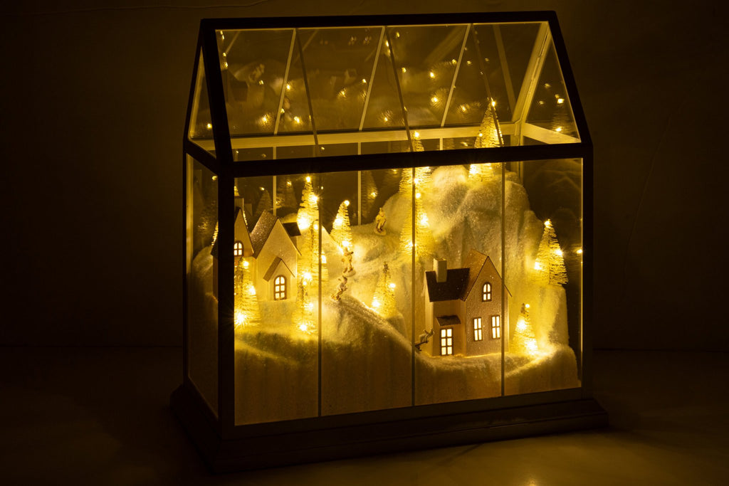 J-Line Ledkerstdorp - glas/synthetisch - wit/goud - large