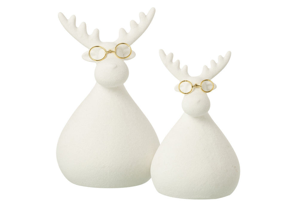 J-Line figuur Rendier - porselein - wit/goud - M