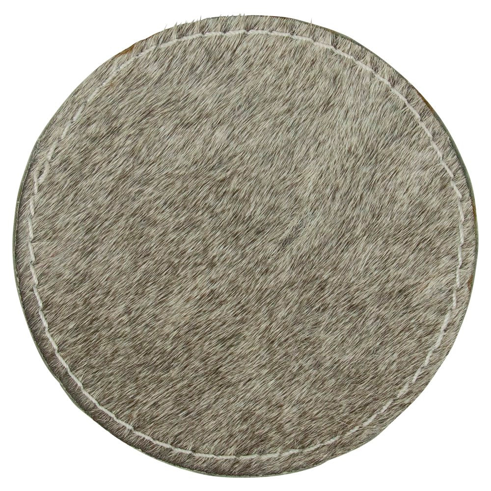Onderzetter koehuid rond grijs 10cm (set of 4)