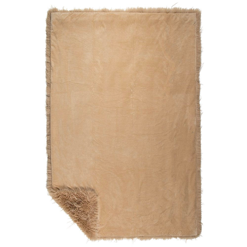 Plaid teddy langhaar pluk cognac 130x180cm