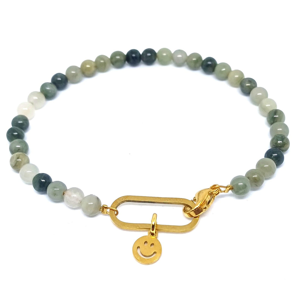 Edelsteen armbandje met ovale link sluiting