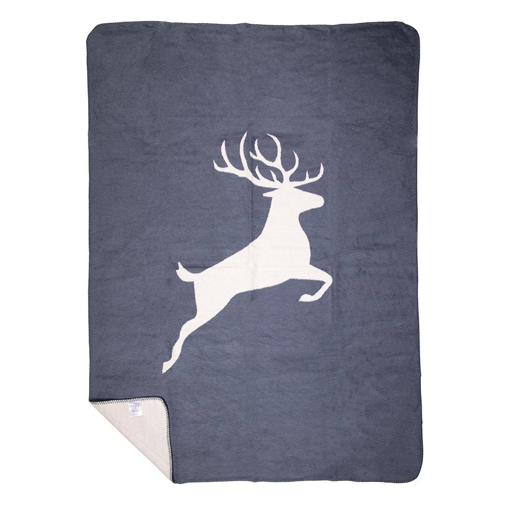 Plaid springend hert donker grijs 130x180cm