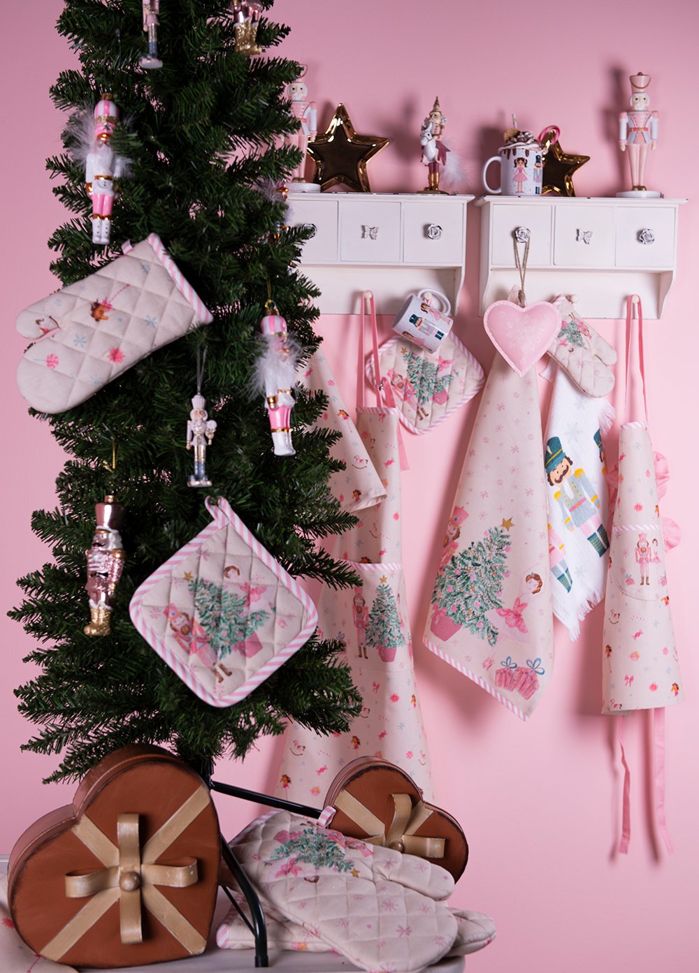 Theedoek Ø 80 cm Beige Roze Katoen Hobbelpaard Keukenhanddoek