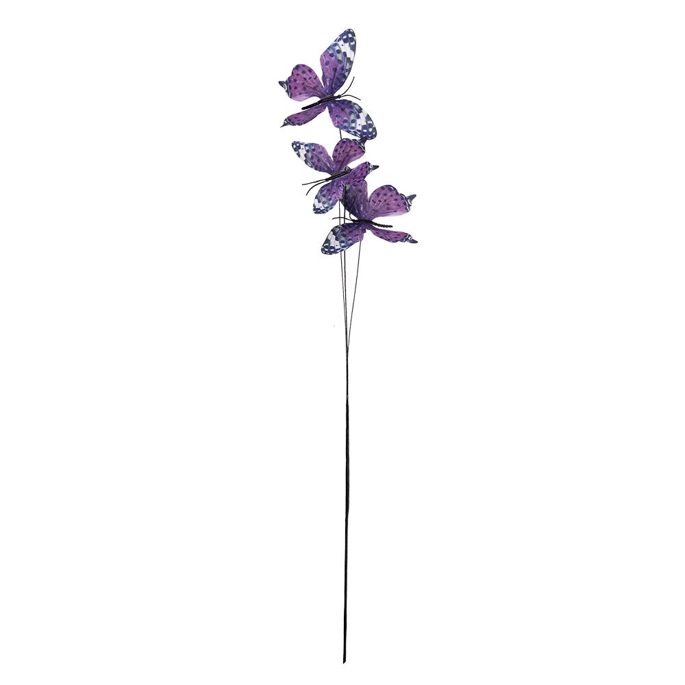 Decoratie Tak Vlinder 10x10x65 cm Paars Textiel