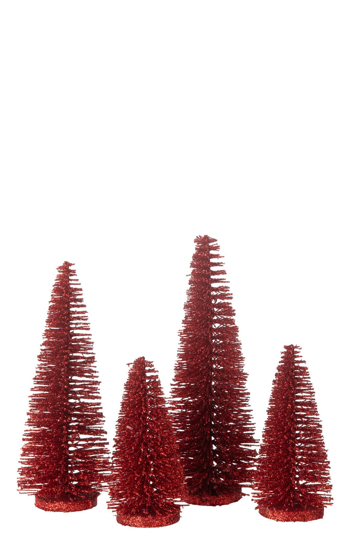 J-Line decoratie Kerstboom Glitter - kunststof - rood - doos van 8