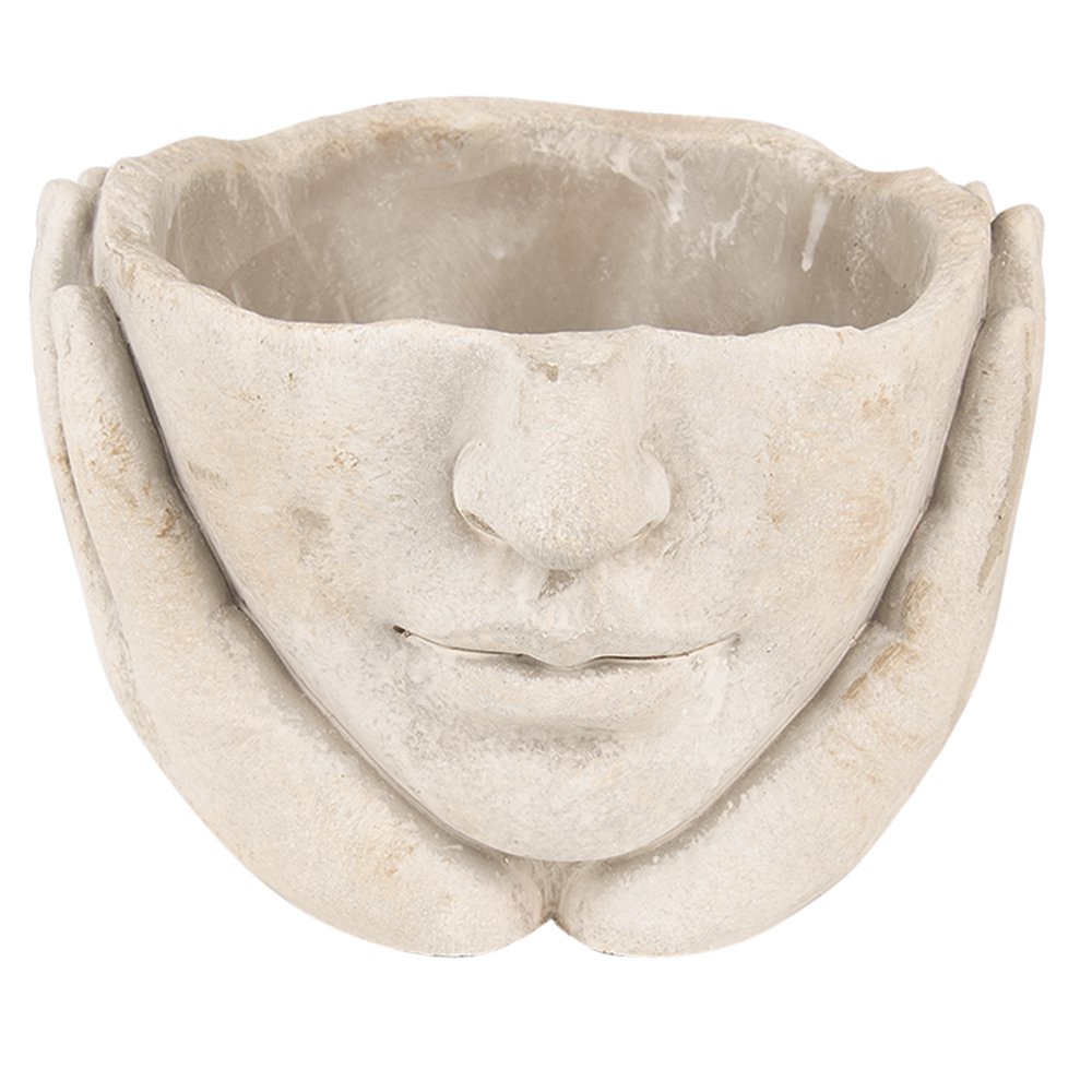 Bloempot Hoofd Ø 11x11 cm Beige Steen plantenpot