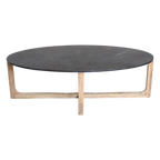 Ovale marmeren salontafel - zwart - 120x60x38 cm