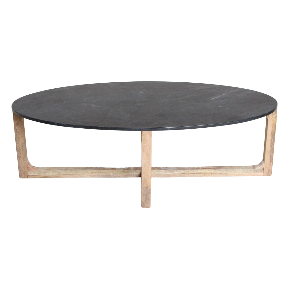 Ovale marmeren salontafel - zwart - 120x60x38 cm