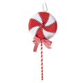 Kersthanger Lolly 41 cm Rood Wit Kunststof
