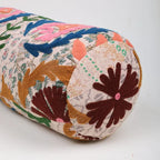 Bolsterkussen van katoen met bloemenborduurwerk, meerkleurig 53 x 20