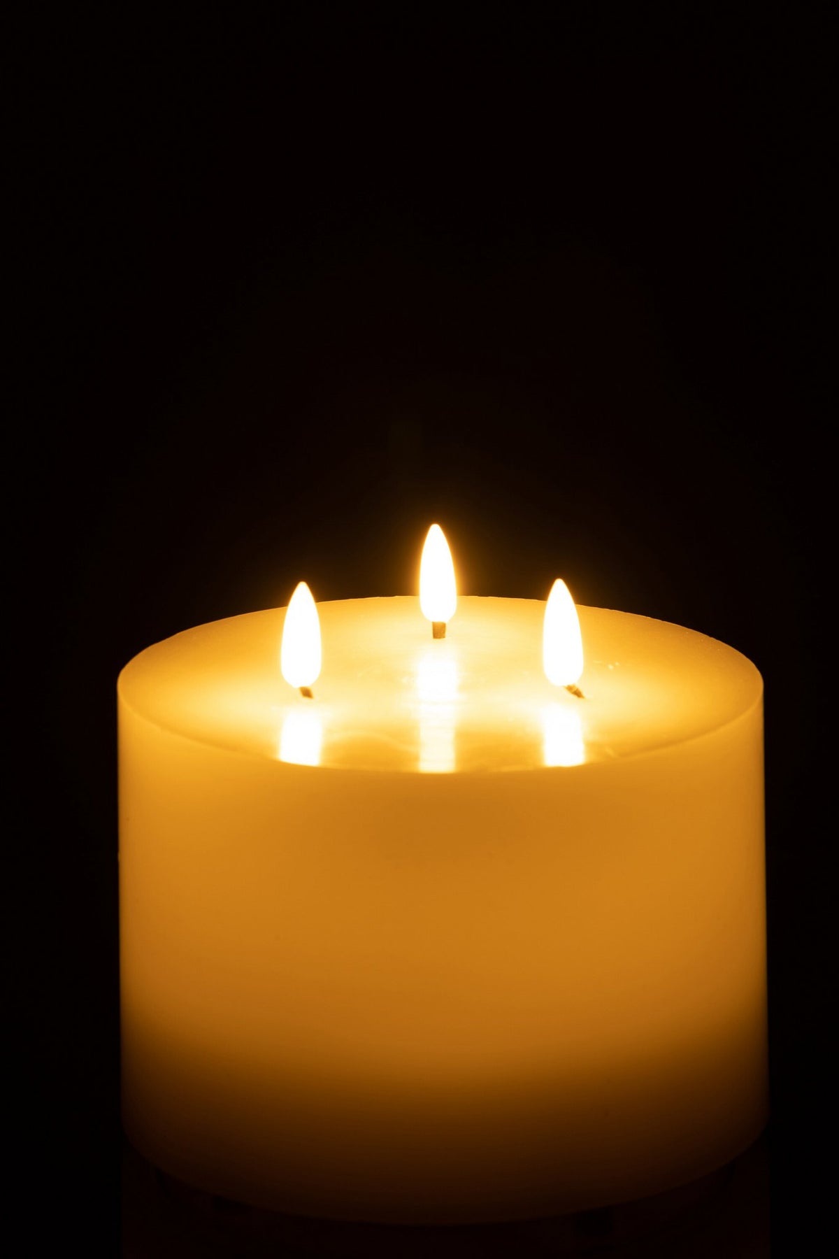 J-Line kaars 3 Vlammen - wit - medium - LED lichtjes