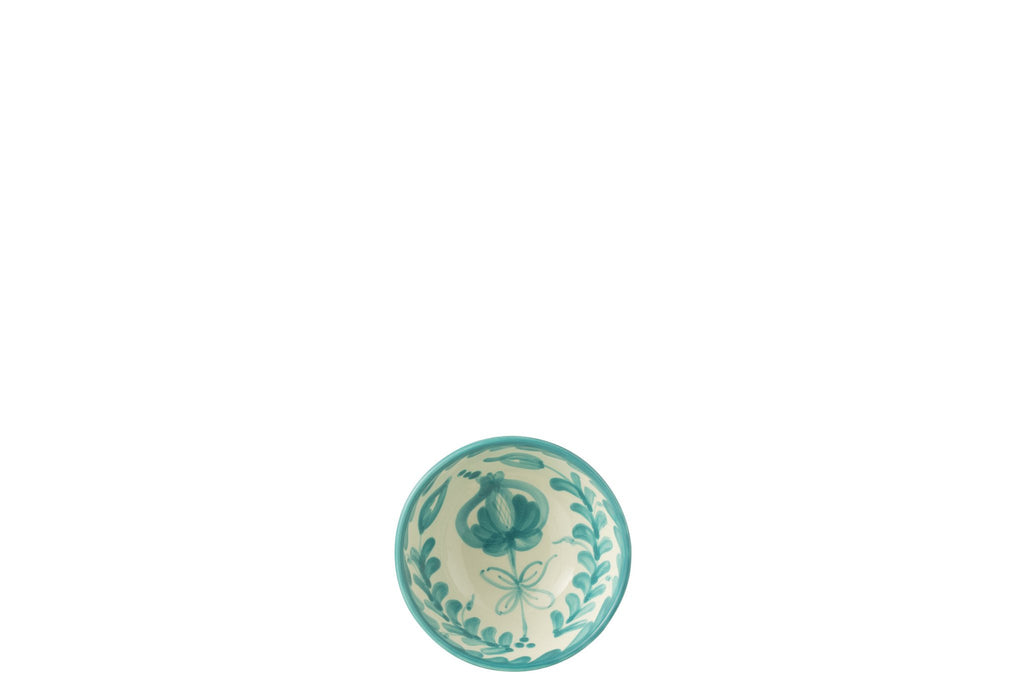 J-Line kom Granada High - keramiek - wit/aqua - small - Ø 14 cm