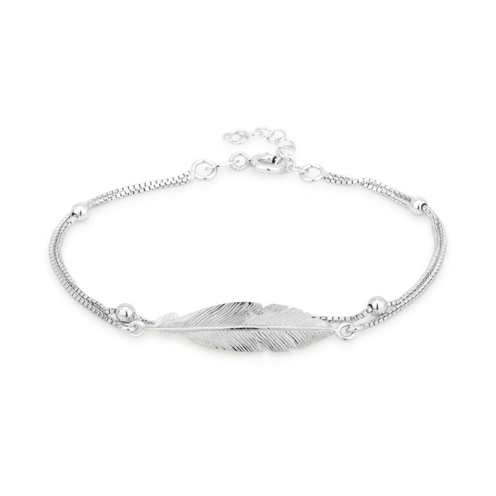 Bladvormige schakelarmband – damessieraden – 925 sterling zilver gerhodineerd – aanslagbestendig