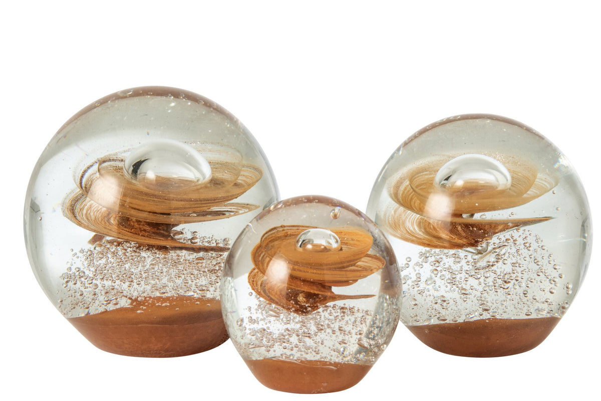 J-Line presse-papier Swirl Bal - glas - brons - large
