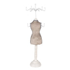 Sieraden Standaard Beige Wit, Hout en IJzer 12x12x39 cm
