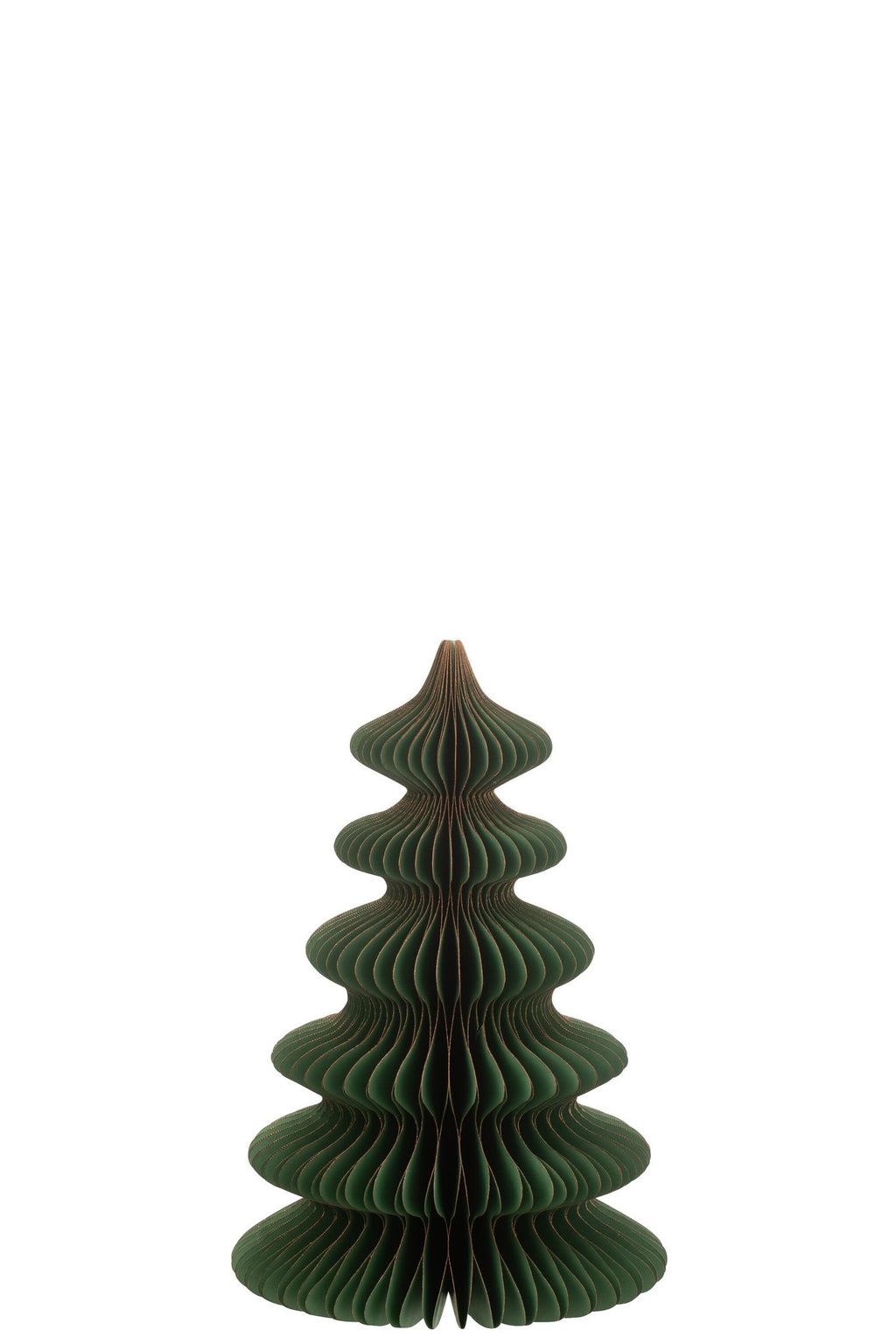 J-Line Kerstboom Waves Papier Donkergroen/Koper Klein