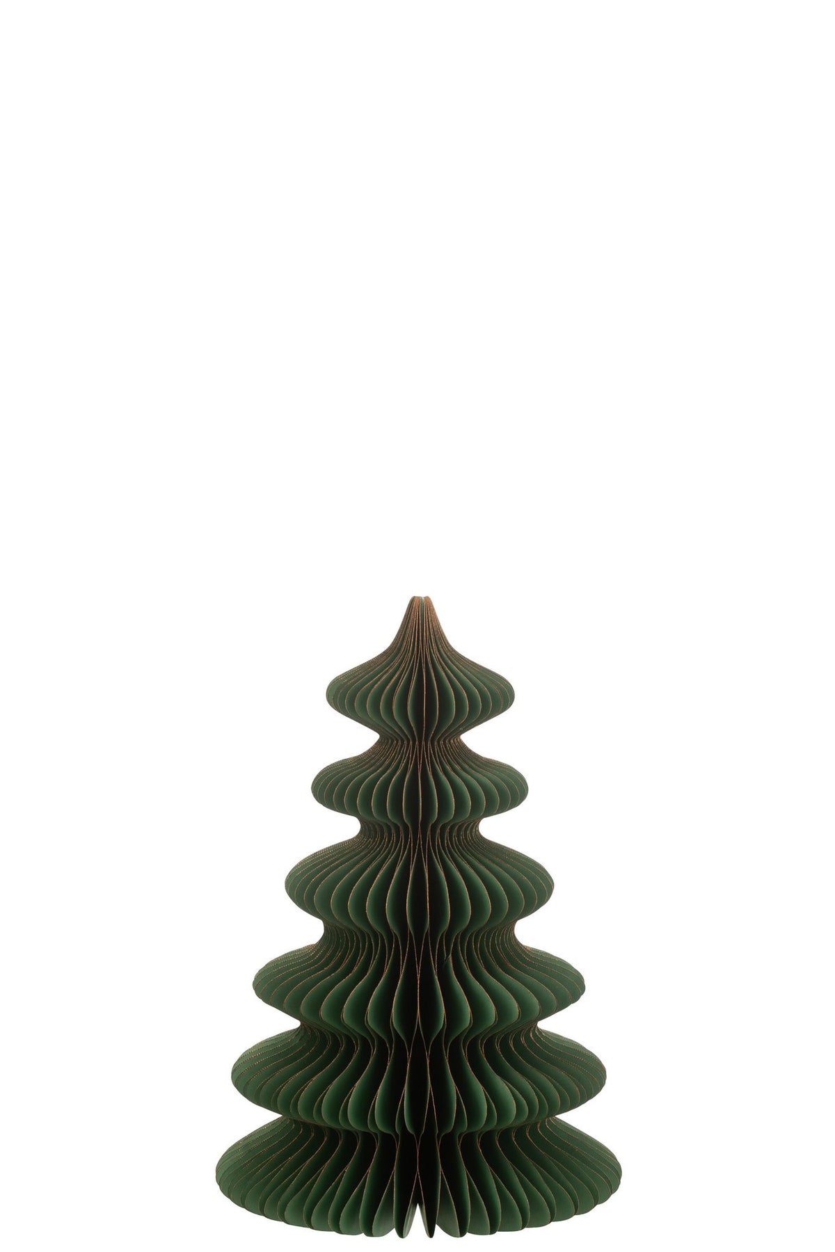 J-Line Kerstboom Waves Papier Donkergroen/Koper Klein