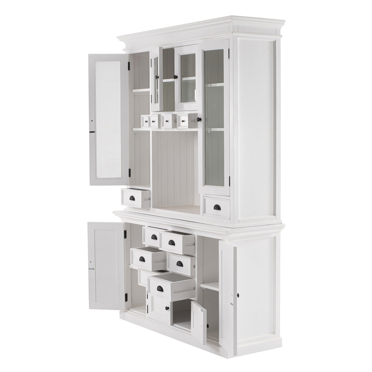 Vitrinekast - 145bx50dx220h - diverse glasdeurtjes en lades