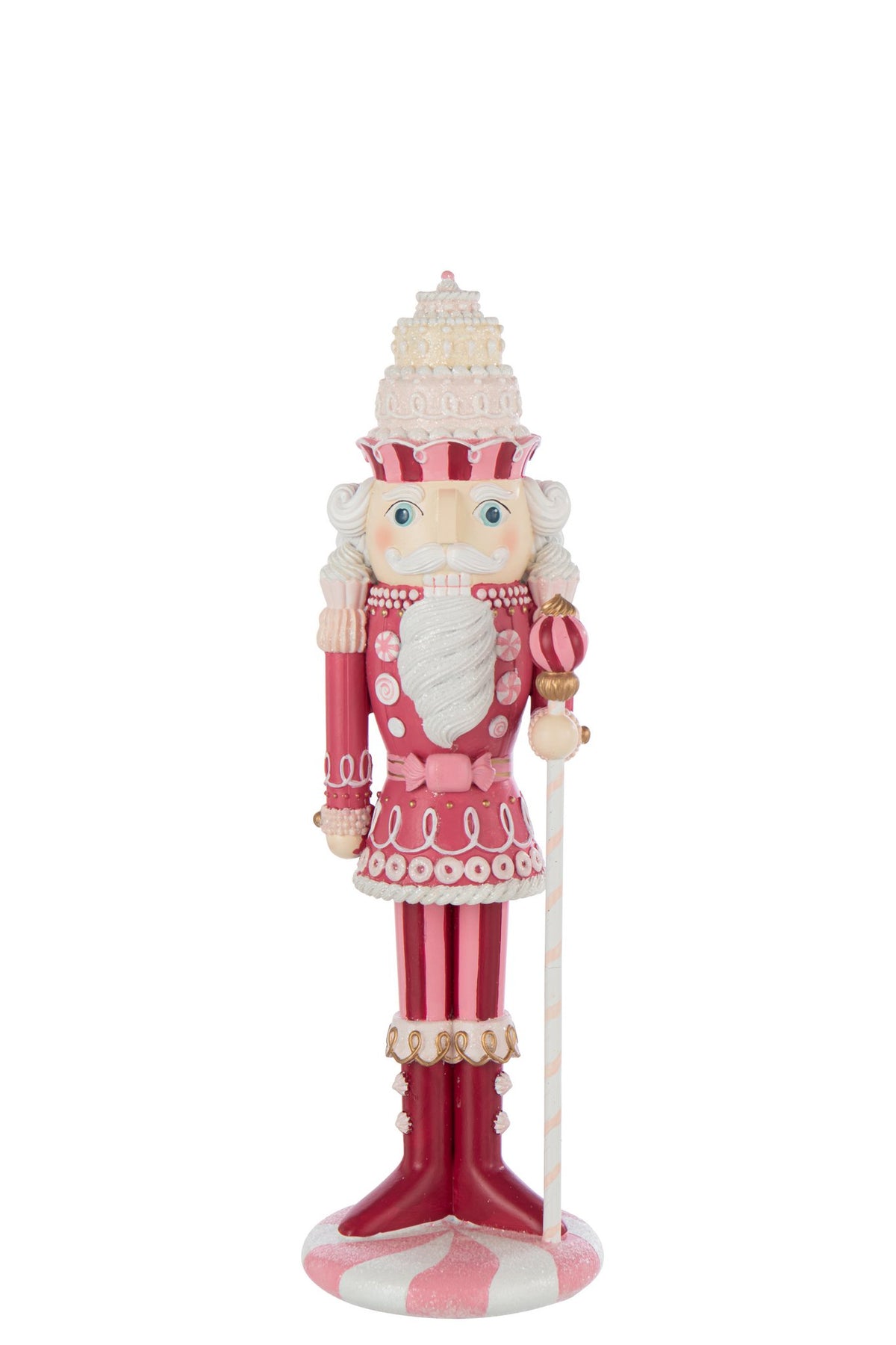 J-Line figuur Notenkraker Snoep - polyresin - wit/roze - M