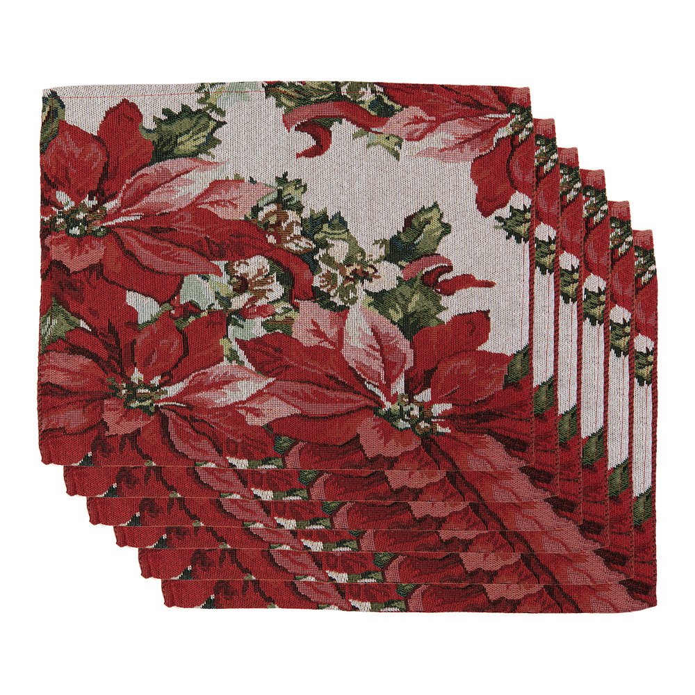 Placemats Set van 6 33x45 cm Beige Polyester