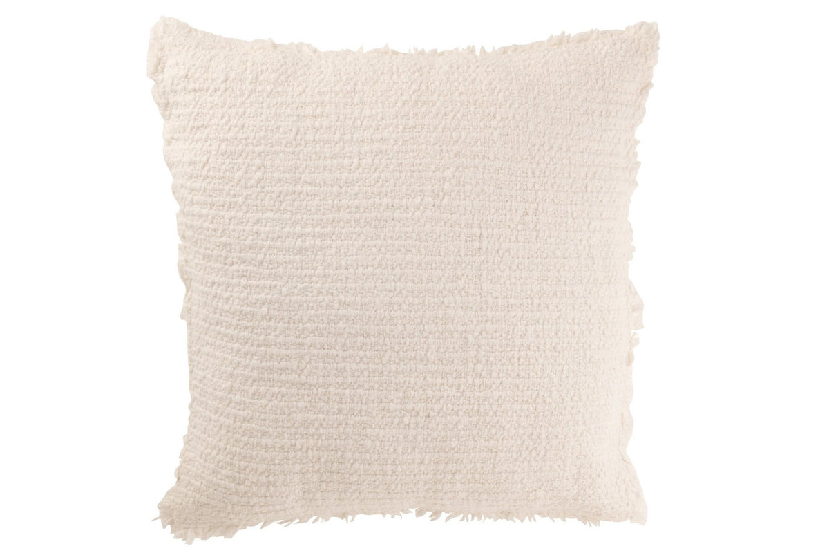J-Line Kussen Gerafelde Randen Katoen/Polyester Wit