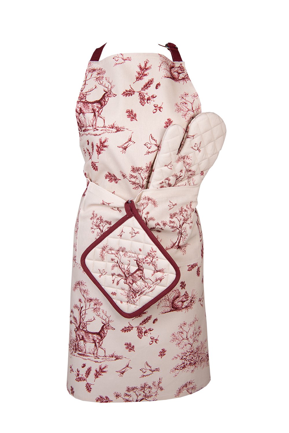 Pannenlap 20x20 cm Wit Roze Katoen Rendier Afgiet Pannenlap