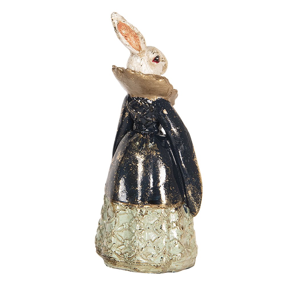 Beeld Konijn 5x4x11 cm Beige Blauw Polyresin