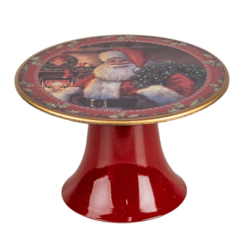 Taartplateau op Voet Ø 16x10 cm Rood Kunststof Kerstman