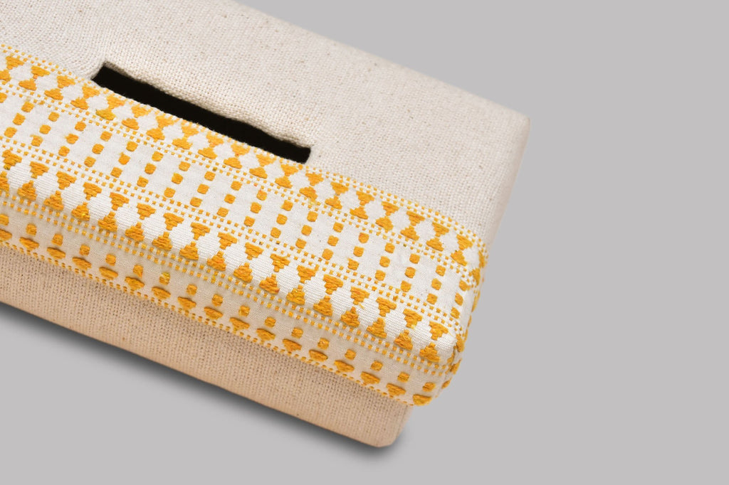 Handgeweven katoenen tissuedoos - Geometrisch patroon