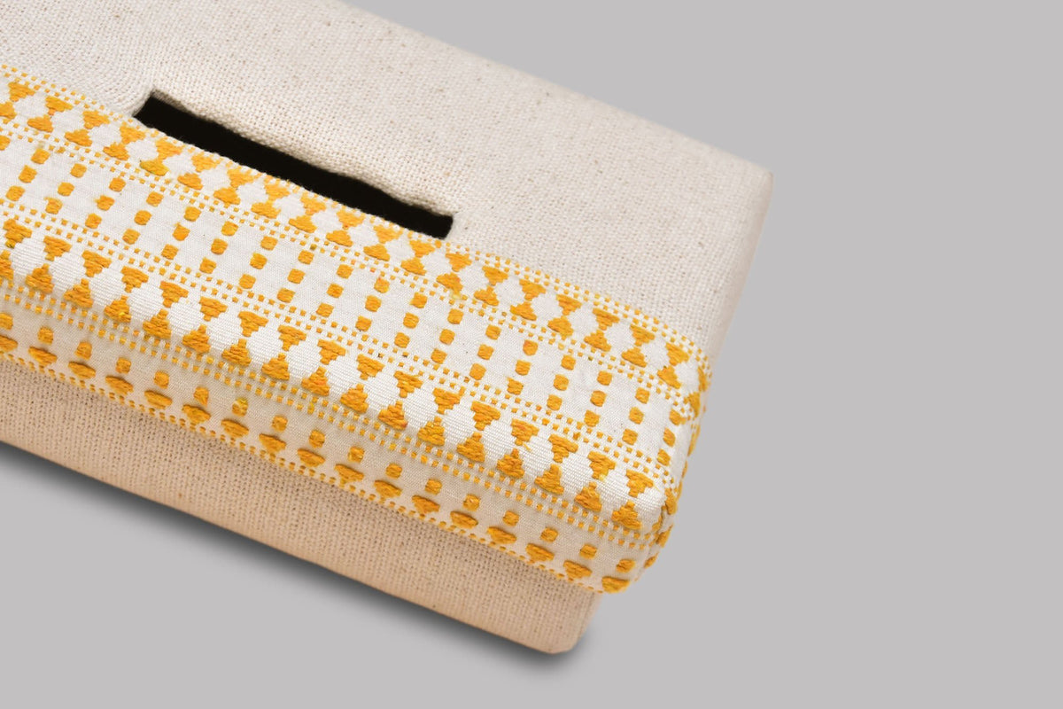 Handgeweven katoenen tissuedoos - Geometrisch patroon