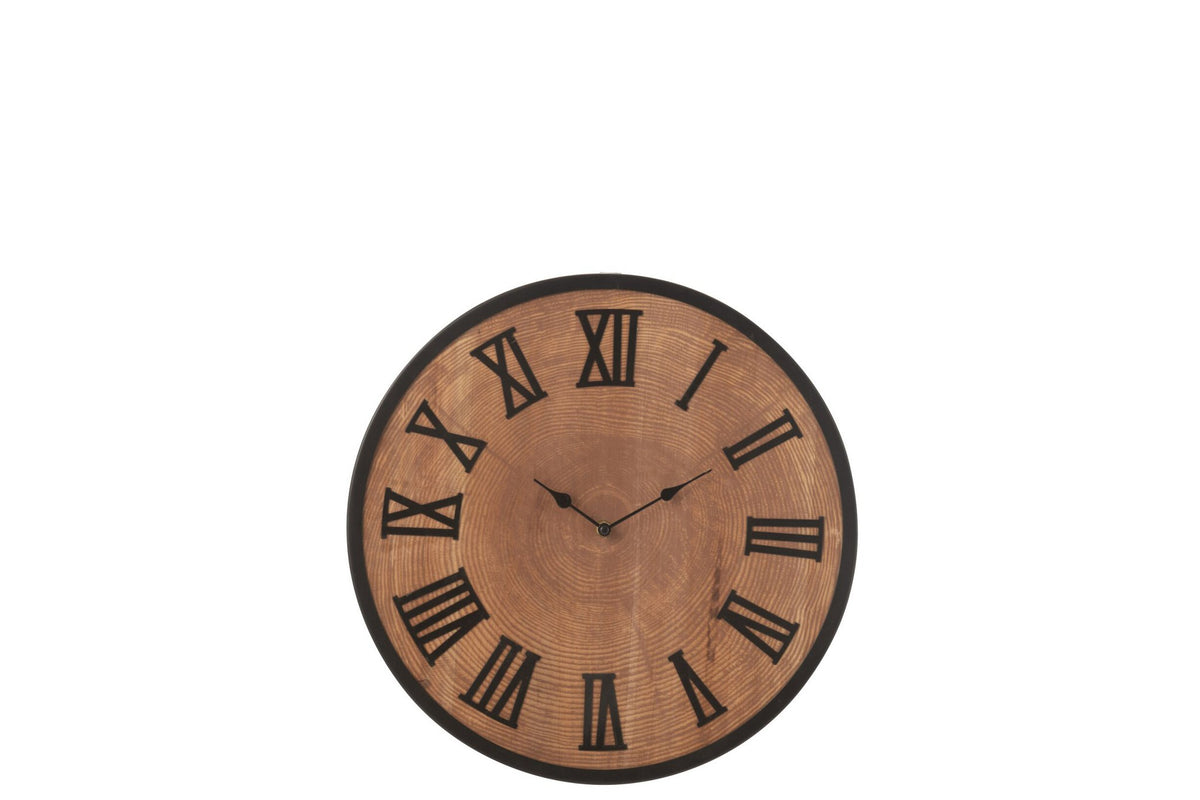 J-Line klok Nue - mdf/ijzer - naturel - small - Ø 40 cm