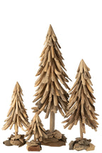 J-Line decoratie Kerstboom op voet - hout - naturel - extra L