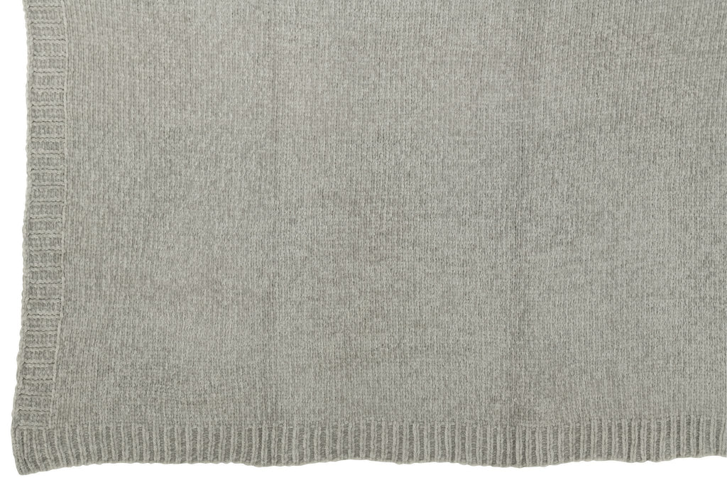 J-Line deken Chenille - polyester - grijs