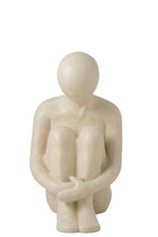 J-Line zittende mannenfiguur - polyresin - gebroken wit - S