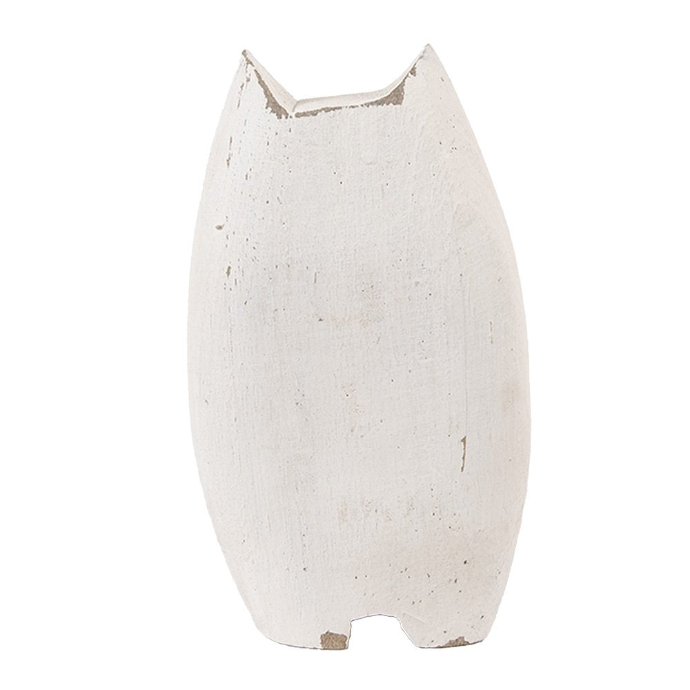 Decoratie beeld Kat 8x6x14 cm Wit Bruin Hout