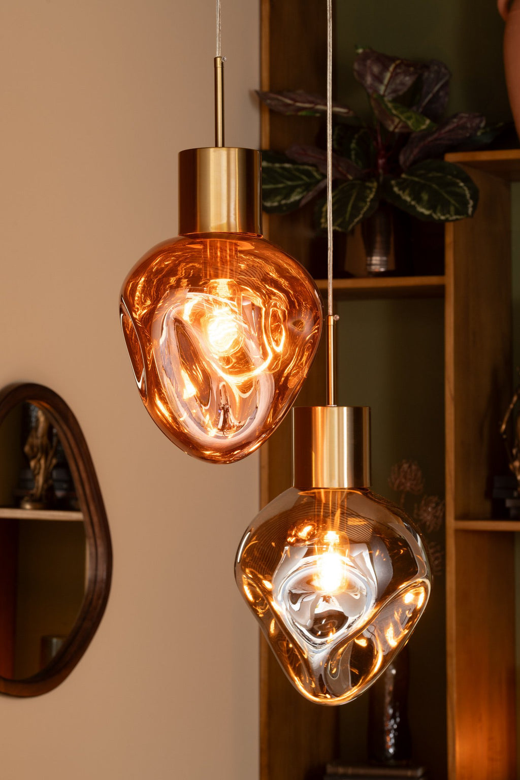 J-Line Hanglamp Goud Metaal/Glas Grijs